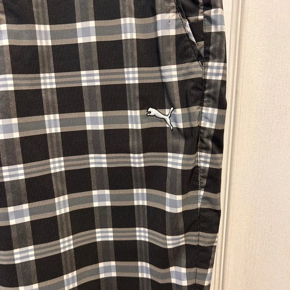 Puma Drycell Mens Plaid Tech Performance Golf‎ Pants Size 34x32 Black White Blue